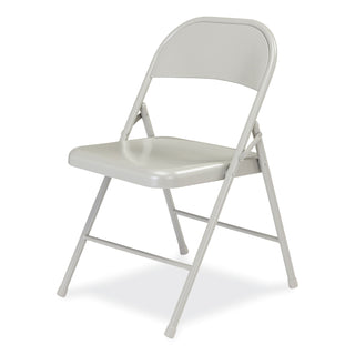 BASICS by NPS® 900 Series All-Steel Folding Chair, Supports 250 lb, 17.75" Seat Height, Gray Seat/Back/Base, 4/CT (NPS902)