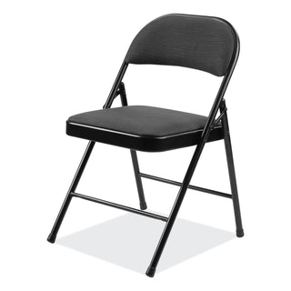 BASICS by NPS® 970 Series Fabric Padded Steel Folding Chair, Supports 250 lb, 17.75" Seat Ht, Star Trail Black, 4/CT (NPS970)
