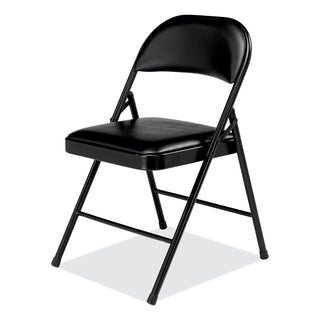BASICS by NPS® 950 Series Vinyl Padded Steel Folding Chair, Supports Up to 250 lb, 17.75" Seat Height, Black, 4/Carton (NPS950)