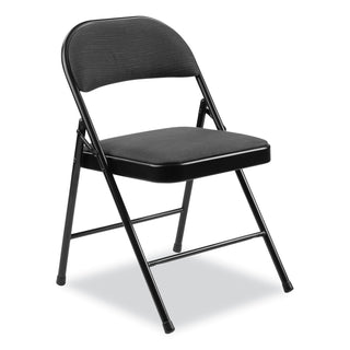 BASICS by NPS® 970 Series Fabric Padded Steel Folding Chair, Supports 250 lb, 17.75" Seat Ht, Star Trail Black, 4/CT (NPS970)