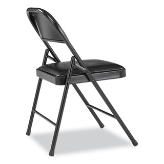 BASICS by NPS® 950 Series Vinyl Padded Steel Folding Chair, Supports Up to 250 lb, 17.75" Seat Height, Black, 4/Carton (NPS950)