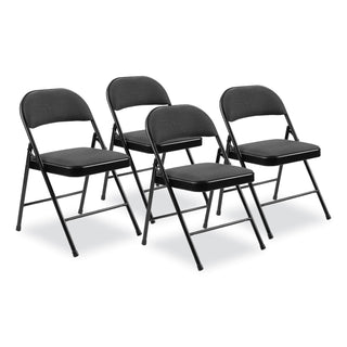 BASICS by NPS® 970 Series Fabric Padded Steel Folding Chair, Supports 250 lb, 17.75" Seat Ht, Star Trail Black, 4/CT (NPS970)
