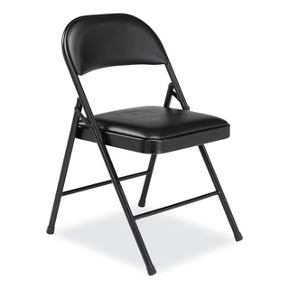 BASICS by NPS® 950 Series Vinyl Padded Steel Folding Chair, Supports Up to 250 lb, 17.75" Seat Height, Black, 4/Carton (NPS950)