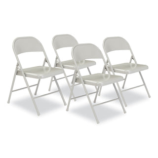 BASICS by NPS® 900 Series All-Steel Folding Chair, Supports 250 lb, 17.75" Seat Height, Gray Seat/Back/Base, 4/CT (NPS902)