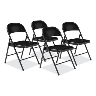 BASICS by NPS® 900 Series All-Steel Folding Chair, Supports 250lb, 17.75" Seat Height, Black Seat/Back/Base, 4/CT (NPS910)