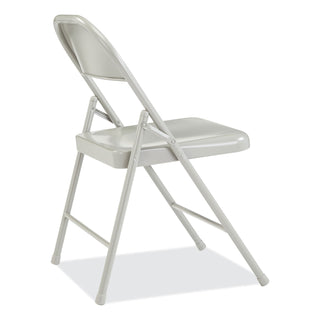 BASICS by NPS® 900 Series All-Steel Folding Chair, Supports 250 lb, 17.75" Seat Height, Gray Seat/Back/Base, 4/CT (NPS902)