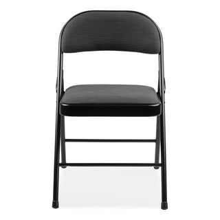 BASICS by NPS® 970 Series Fabric Padded Steel Folding Chair, Supports 250 lb, 17.75" Seat Ht, Star Trail Black, 4/CT (NPS970)