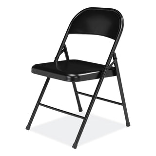 BASICS by NPS® 900 Series All-Steel Folding Chair, Supports 250lb, 17.75" Seat Height, Black Seat/Back/Base, 4/CT (NPS910)