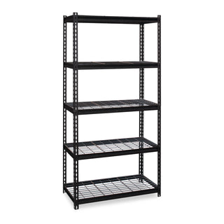 Hirsh Industries® Iron Horse 2300 Wire Deck Shelving, Five-Shelf, 36w x 18d x 72h, Black (HID22130)