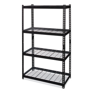 Hirsh Industries® Iron Horse 2300 Wire Deck Shelving, Four-Shelf, 36w x 18d x 60h, Black (HID22129)