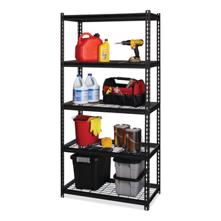Hirsh Industries® Iron Horse 2300 Wire Deck Shelving, Five-Shelf, 36w x 18d x 72h, Black (HID22130)