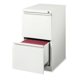 Hirsh Industries® Full-Width Pull 20 Deep Mobile Pedestal File, 2-Drawer: File/File, Letter, White, 15x19.88x27.75 (HID19357)