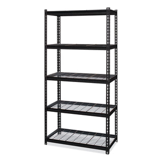 Hirsh Industries® Iron Horse 2300 Wire Deck Shelving, Five-Shelf, 36w x 18d x 72h, Black (HID22130)