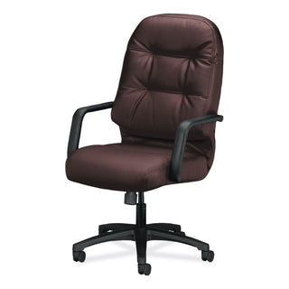 HON® Pillow-Soft 2090 Series Executive High-Back Swivel/Tilt Chair, Supports up to 300 lbs., Burgundy Seat/Back, Black Base (HON2091SR69T)