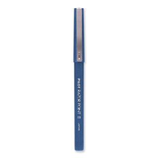 Pilot® Razor Point II Stick Porous Point Marker Pen, 0.2mm, Blue Ink/Barrel, Dozen (PIL11003)