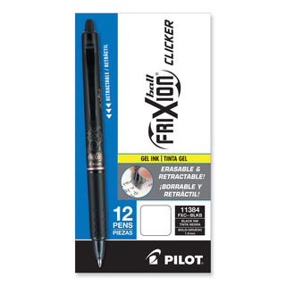 Pilot® FriXion Clicker Erasable Retractable Gel Pen, 1 mm, Black Ink/Barrel, Dozen (PIL11384)
