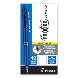 Pilot® FriXion Clicker Erasable Retractable Gel Pen, 1 mm, Blue Ink/Barrel, Dozen (PIL11387)