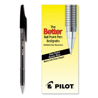 Pilot® Better Stick Ballpoint Pen, Fine 0.7mm, Black Ink, Smoke Barrel, Dozen (PIL35011)