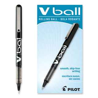 Pilot® VBall Liquid Ink Stick Roller Ball Pen, 0.5mm, Black Ink/Barrel, Dozen (PIL35200)