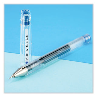 Pilot® G-TEC-C Ultra Stick Gel Pen, Ultra-Fine 0.4mm, Blue Ink, Clear Barrel, Dozen (PIL35492)