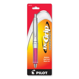 Pilot® Dr. Grip Center of Gravity Retractable Ballpoint Pen, 1mm, Black Ink, Silver/Pink Barrel (PIL36182)