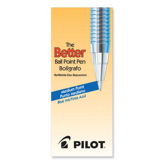 Pilot® Better Stick Ballpoint Pen, Medium 1mm, Blue Ink, Translucent Blue Barrel, Dozen (PIL36711)