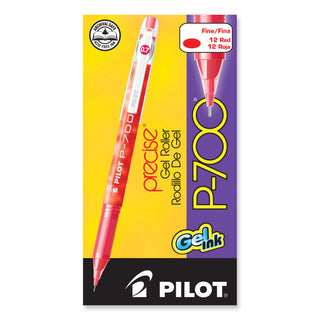 Pilot® Precise P-700 Stick Gel Pen, Fine 0.7mm, Red Ink/Barrel, Dozen (PIL38612)