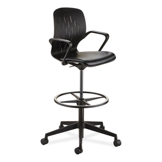Safco® Shell Extended-Height Chair, Supports Up to 275 lb, 22" to 32" High Black Seat, Black Back/Base, Ships in 1-3 Business Days (SAF7014BL)