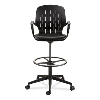 Safco® Shell Extended-Height Chair, Supports Up to 275 lb, 22" to 32" High Black Seat, Black Back/Base, Ships in 1-3 Business Days (SAF7014BL)