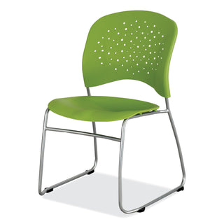 Safco® Reve GuestBistro Chair with Sled Base, Supports Up to 250 lb, 18" Seat Height, Green Seat/Back, Silver Base, 2/Carton (SAF6804GN)