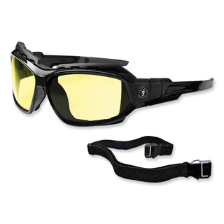 ergodyne® Skullerz Loki Safety Glasses/Goggles, Black Nylon Impact Frame, Yellow Polycarbonate Lens (EGO56050)