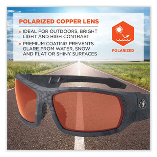 ergodyne® Skullerz Odin Safety Glasses, Kryptek Typhon Nylon Impact Frame, Polarized Copper Polycarb Lens (EGO50521)