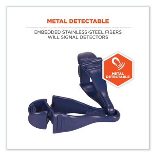 ergodyne® Squids 3400MD Metal Detectable Dual Clip Glove Clip Holder, 1x1x6.5, Acetal Copolymer, Deep Blue (EGO19132)