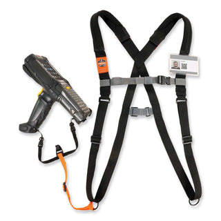 ergodyne® Squids 3138 Padded Barcode Scanner Lanyard Harness, 33" Arm Straps,18.5" Lanyard,Black/Orange/Gray,Ships in 1-3 Business Days (EGO19189)