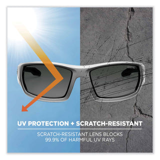 ergodyne® Skullerz Odin Safety Glasses, White Nylon Impact Frame, Polarized Smoke Polycarbonate Lens (EGO50231)