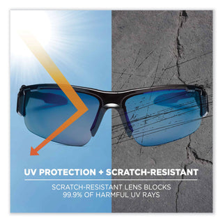 ergodyne® Skullerz Dagr Safety Glasses, Black Nylon Impact Frame, Blue Mirror Polycarbonate Lens (EGO52092)