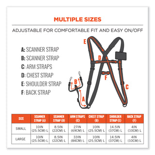 ergodyne® Squids 3138 Padded Barcode Scanner Lanyard Harness, 33" Arm Straps,18.5" Lanyard,Black/Orange/Gray,Ships in 1-3 Business Days (EGO19189)