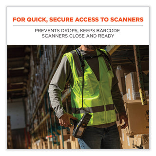 ergodyne® Squids 3132 Barcode Scanner Lanyard Harness, Small: 13" Arm Strap, 32" Long Lanyard Strap, Black (EGO19163)