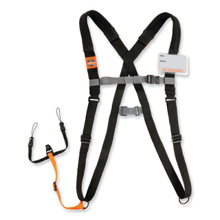 ergodyne® Squids 3138 Padded Barcode Scanner Lanyard Harness, 33" Arm Straps,18.5" Lanyard,Black/Orange/Gray,Ships in 1-3 Business Days (EGO19189)