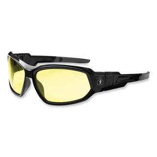 ergodyne® Skullerz Loki Safety Glasses/Goggles, Black Nylon Impact Frame, Yellow Polycarbonate Lens (EGO56050)
