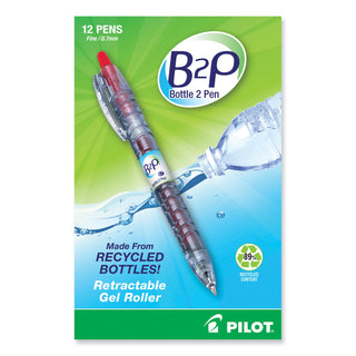 Pilot® B2P Bottle-2-Pen Recycled Retractable Gel Pen, 0.7mm, Red Ink, Translucent Blue Barrel (PIL31602)