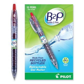 Pilot® B2P Bottle-2-Pen Recycled Retractable Gel Pen, 0.7mm, Red Ink, Translucent Blue Barrel (PIL31602)
