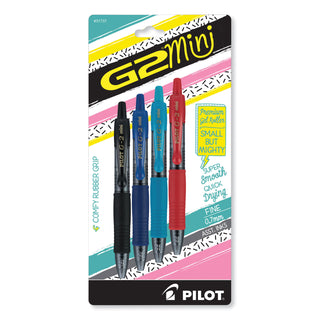 Pilot® G2 Mini Retractable Gel Pen, Fine 0.7mm, Assorted Ink/Barrel, 4/Pack (PIL31737)