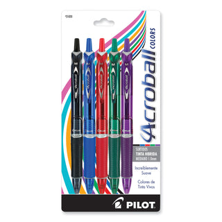 Pilot® Acroball Colors Retractable Ballpoint Pen, 1mm, Assorted Ink/Barrel, 5/Pack (PIL31820)