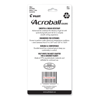 Pilot® Acroball Colors Retractable Ballpoint Pen, 1mm, Assorted Ink/Barrel, 5/Pack (PIL31820)