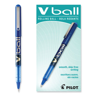 Pilot® VBall Liquid Ink Stick Roller Ball Pen, Fine 0.7mm, Blue Ink/Barrel, Dozen (PIL35113)