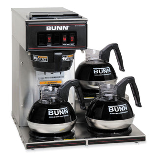 BUNN® 12-Cup Pourover Commercial Coffee Brewer with 3 Lower Warmers, Stainless (BUN133000003)
