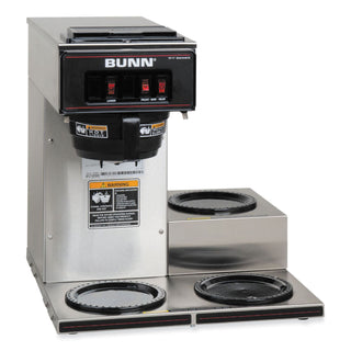 BUNN® 12-Cup Pourover Commercial Coffee Brewer with 3 Lower Warmers, Stainless (BUN133000003)