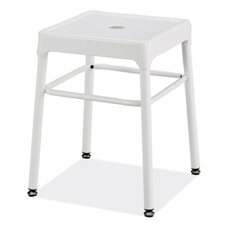 Safco® Steel GuestBistro Stool, Backless, Supports Up to 250 lb, 18" Seat Height, White Seat, White Base (SAF6604WH)