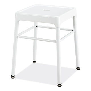 Safco® Steel GuestBistro Stool, Backless, Supports Up to 250 lb, 18" Seat Height, White Seat, White Base (SAF6604WH)